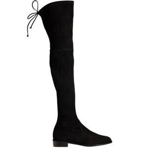 NEW Stuart Weitzman Lowland over-the-knee boots in black stretch suede. SIZE 5.5